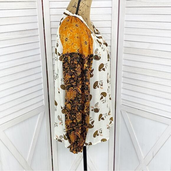 Jane & Delancey Paisley Floral Pattern Block Peasant Blouse Small - Picture 3 of 12